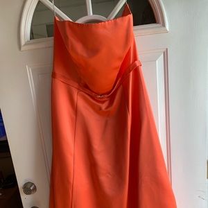 Strapless Orange Cocktail Dress (Knee Length)